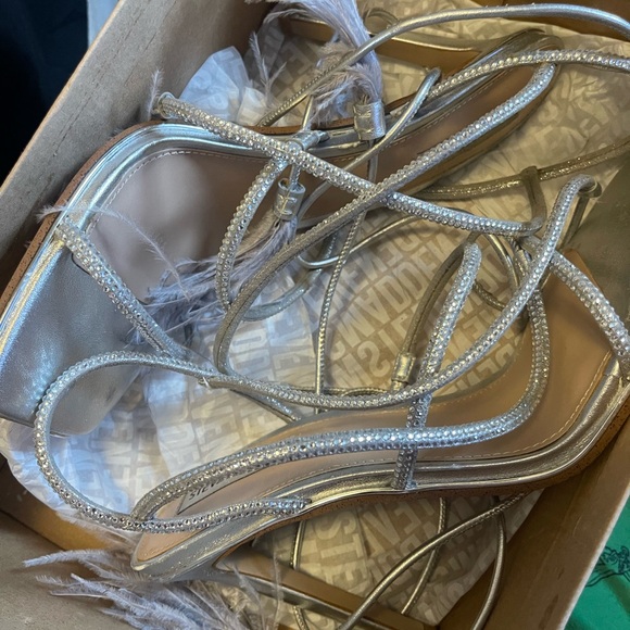Steve Madden Silver Strappy Heels - Picture 2 of 3